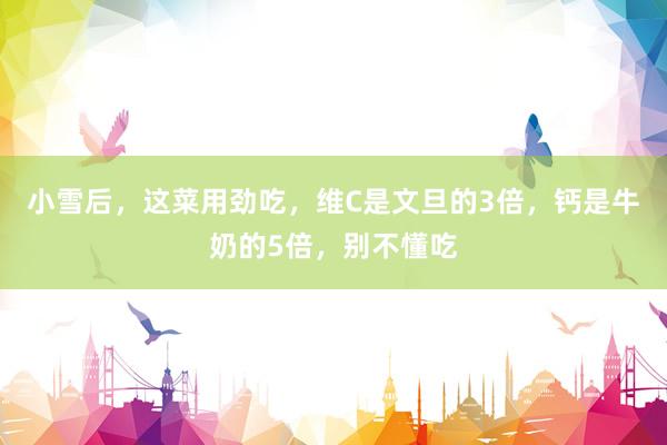 小雪后，这菜用劲吃，维C是文旦的3倍，钙是牛奶的5倍，别不懂吃